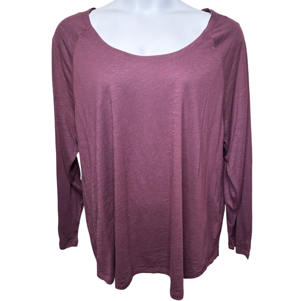 NWT CYNTHIA ROWLEY Womens Plum Slub Knit Long Sleeve Top 3X Minimalist Casual